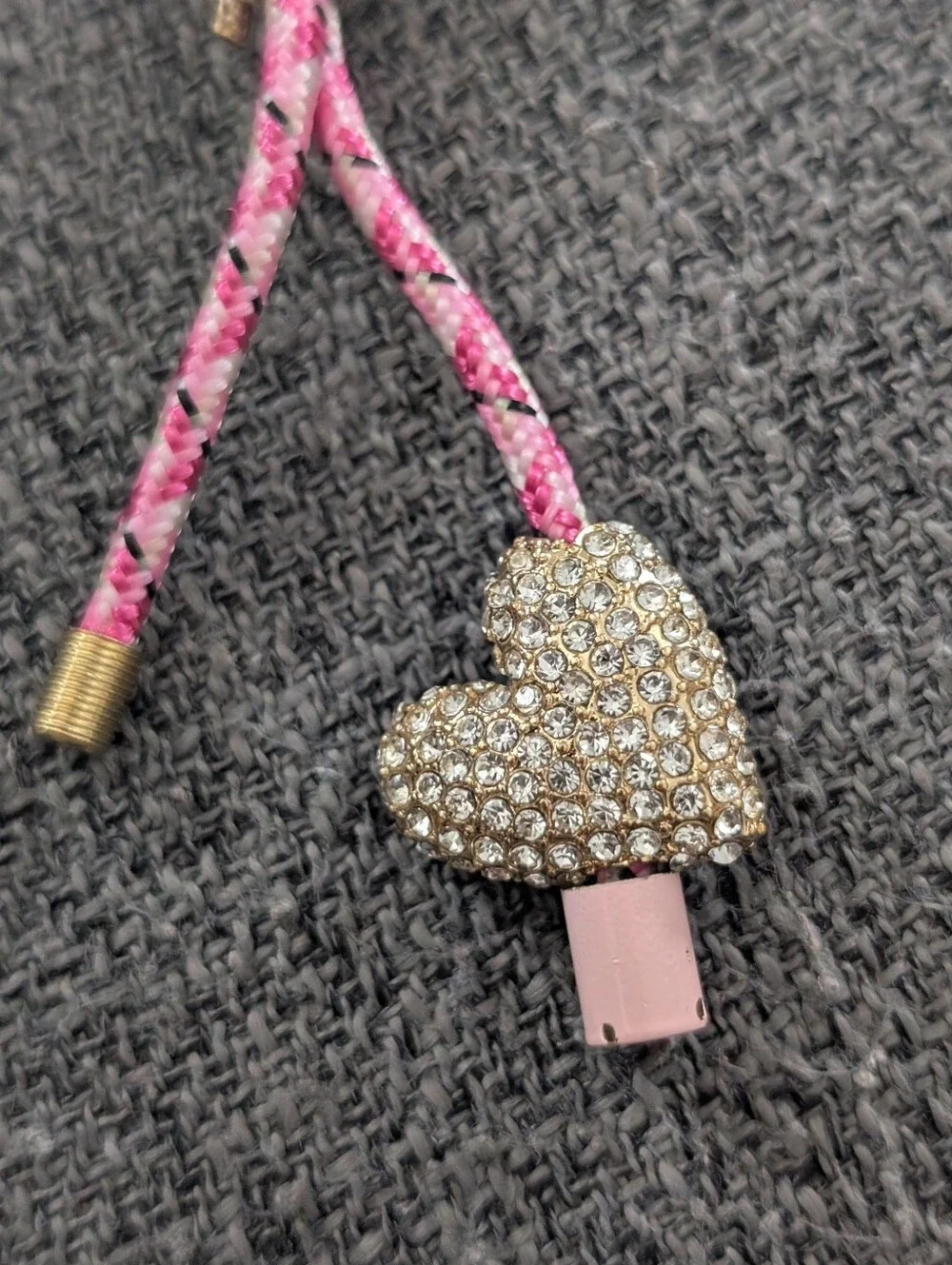 BaubleBar Gold & Pink Crystal Heart Key Charm
